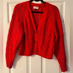 Cable knit cardigan sweater